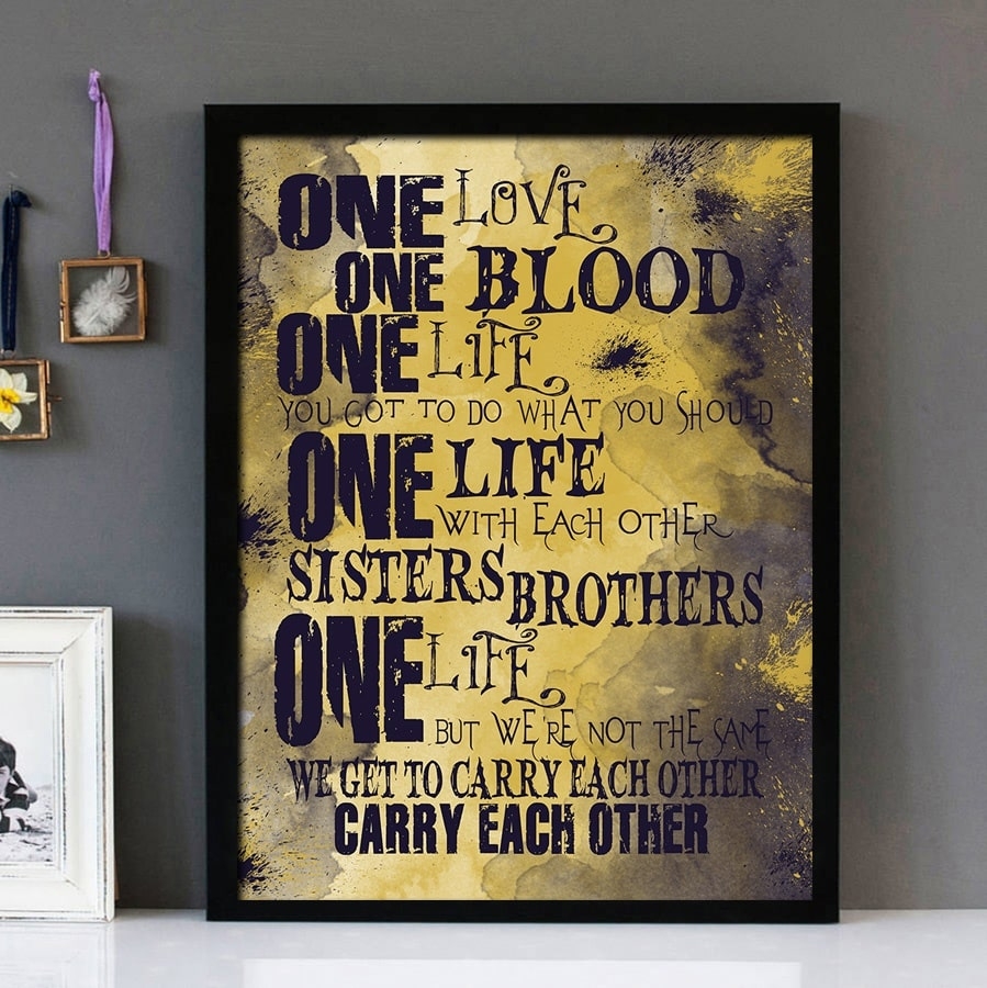 One U2 Framed Lyrics Wall Art Design One U2 Framed Lyrics Wall Art Design
