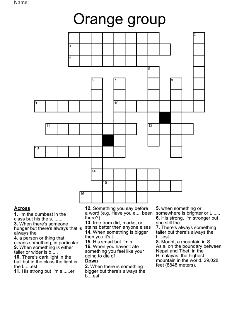 Orange Group Crossword WordMint Orange Group Crossword WordMint
