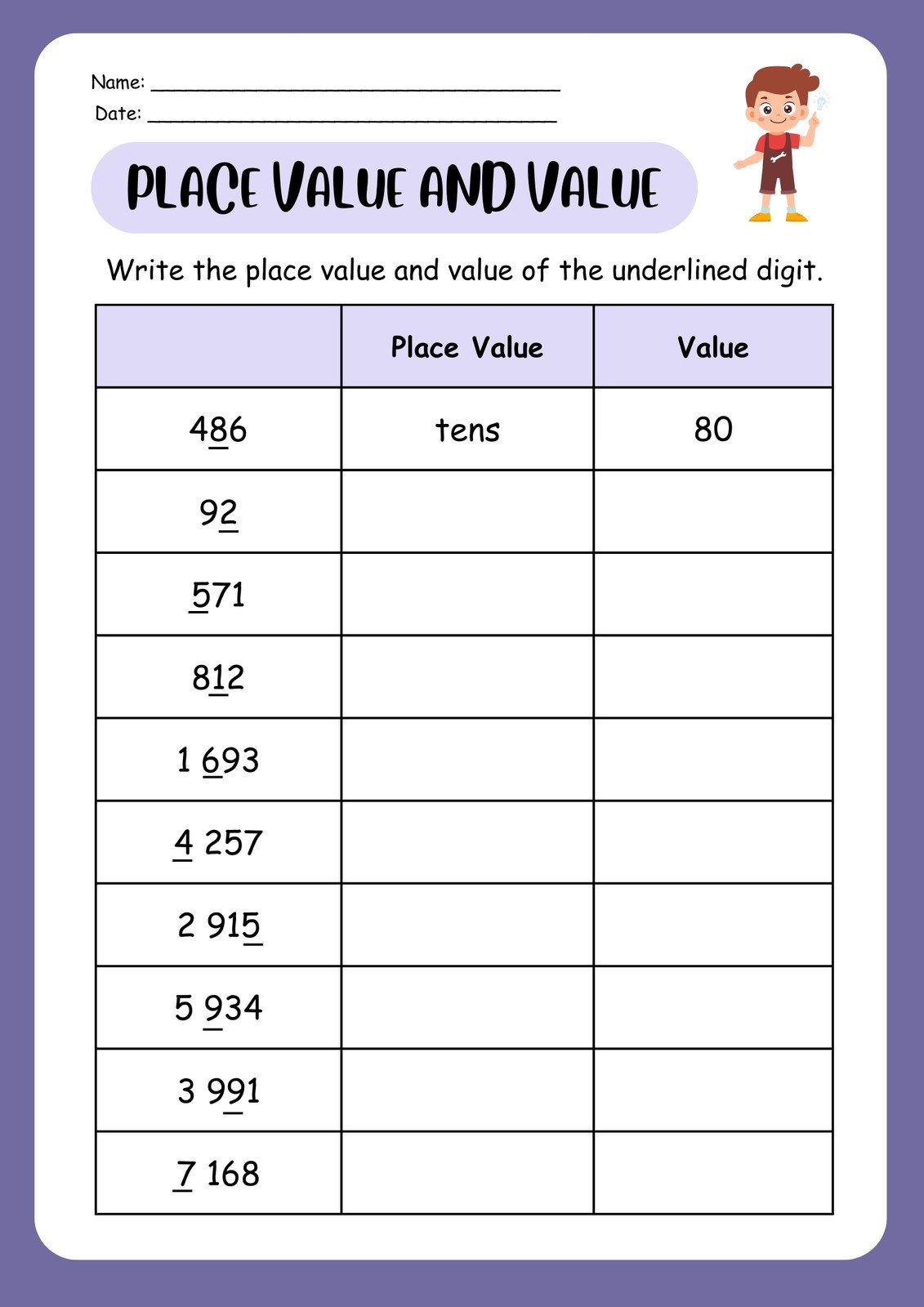 Page 2 Customize 127 Place Value Worksheets Templates Online Canva