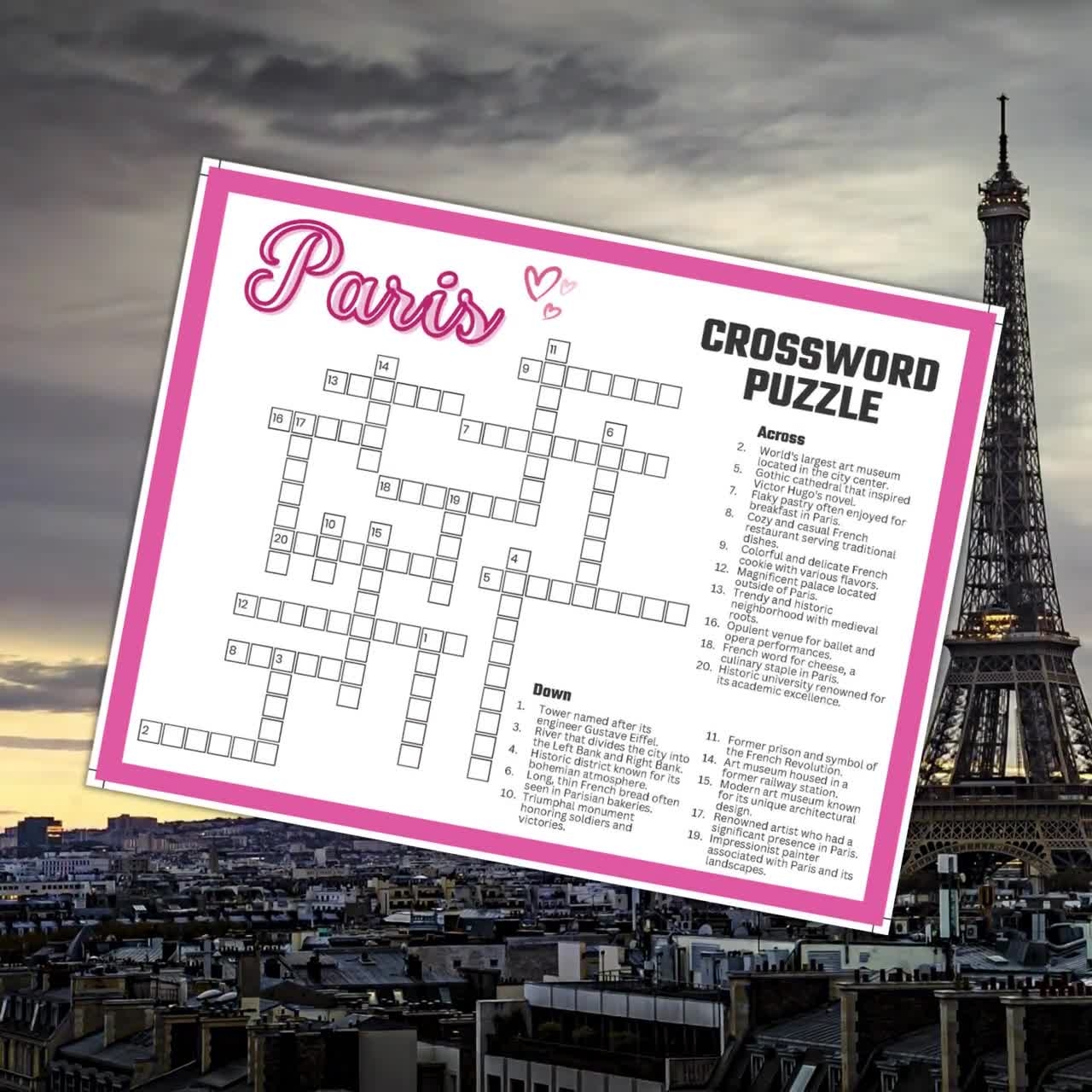 Paris Crossword Puzzle Printable Game Fun Travel Theme Birthday Activity Love France City French Gathering Word Game PDF Parisian Party Etsy Finland Paris Crossword Puzzle Printable Game Fun Travel Theme Birthday Activity Love France City French Gathering Word Game PDF Parisian Party Etsy Finland