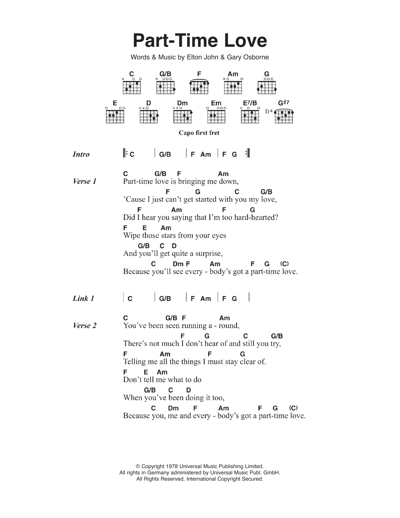 part time a lover lyrics