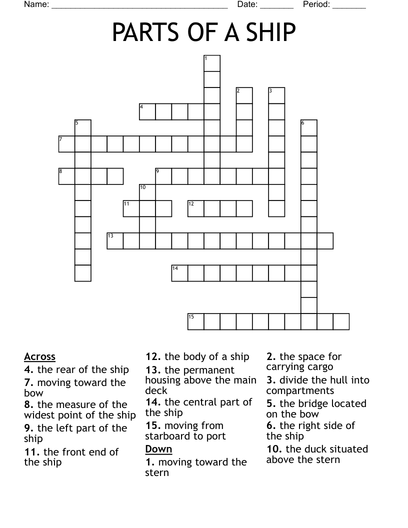 PARTS OF A SHIP Crossword WordMint