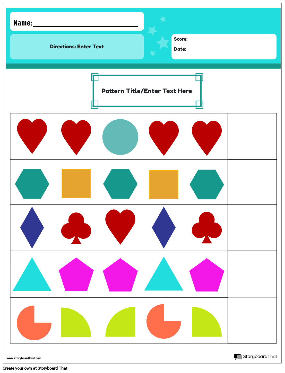 Pattern Worksheets Free Printables By Storyboard That Pattern Worksheets Free Printables By Storyboard That