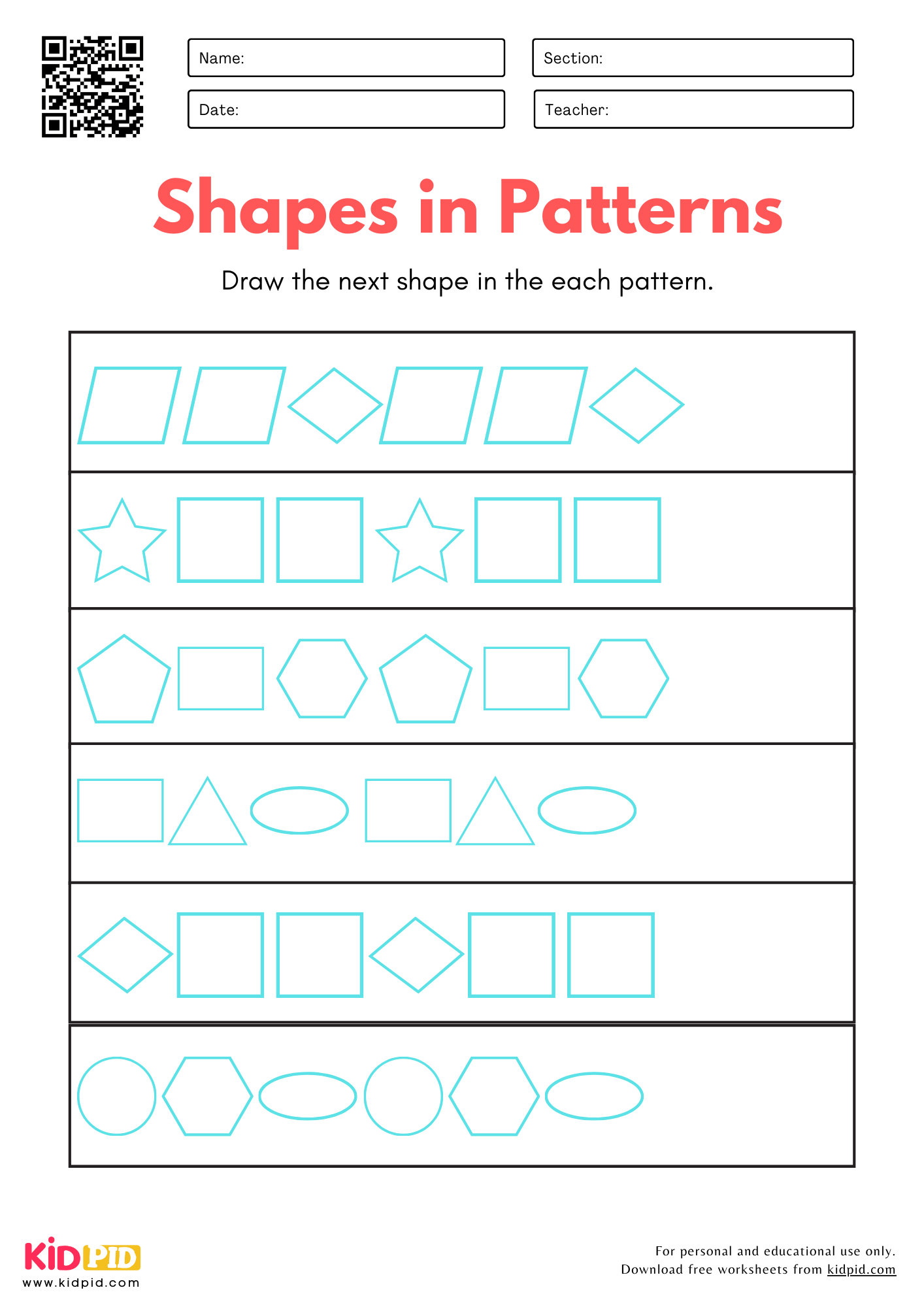 shapes and patterns worksheets shapes and patterns worksheets