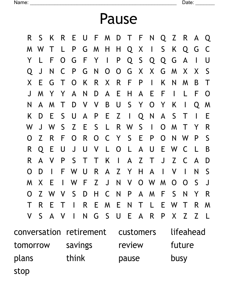Pause Word Search WordMint