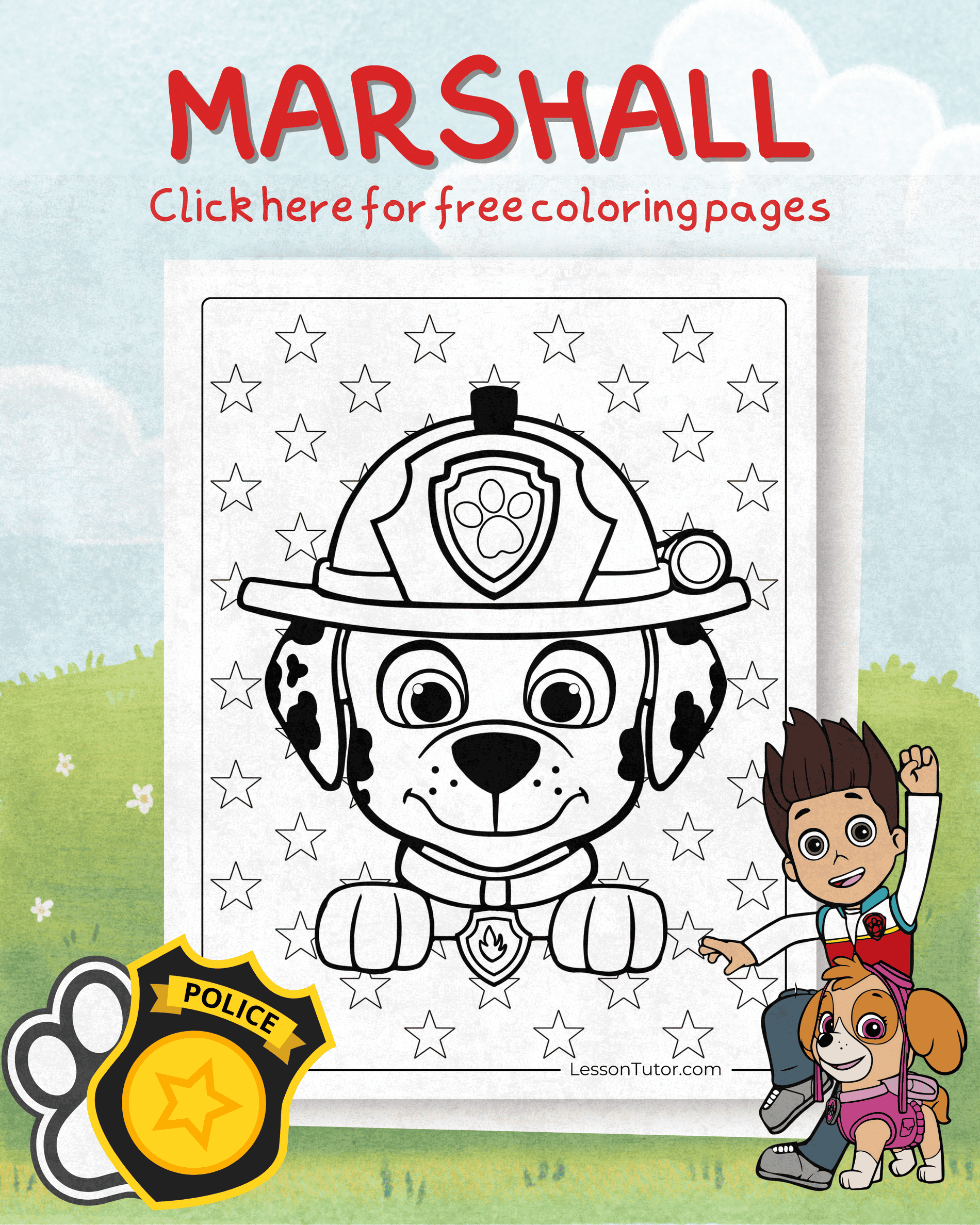 Paw Patrol Marshall Coloring Pages Lesson Tutor Paw Patrol Marshall Coloring Pages Lesson Tutor