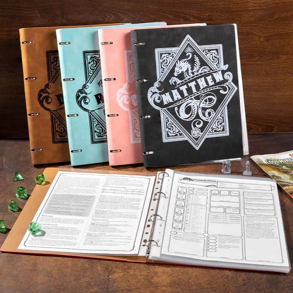 Personalized Character Sheet Storage Notebook Leather Binder DM Gifts DND Gifts Doldols Personalized Character Sheet Storage Notebook Leather Binder DM Gifts DND Gifts Doldols