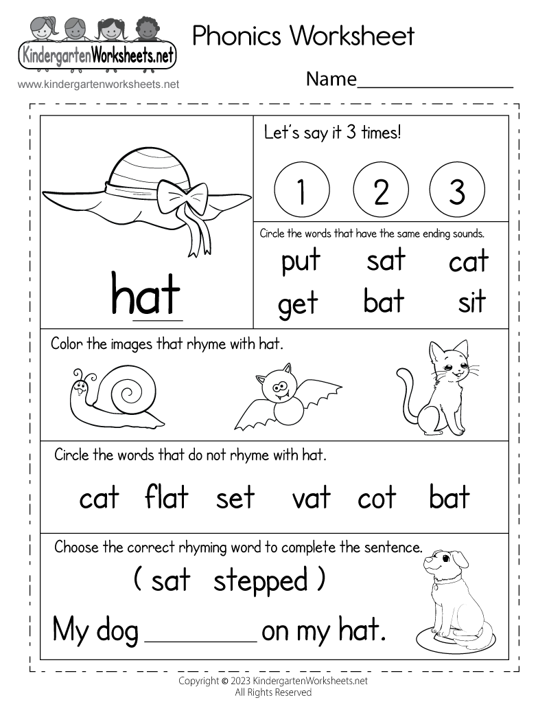 beginner phonics worksheets for kindergarten