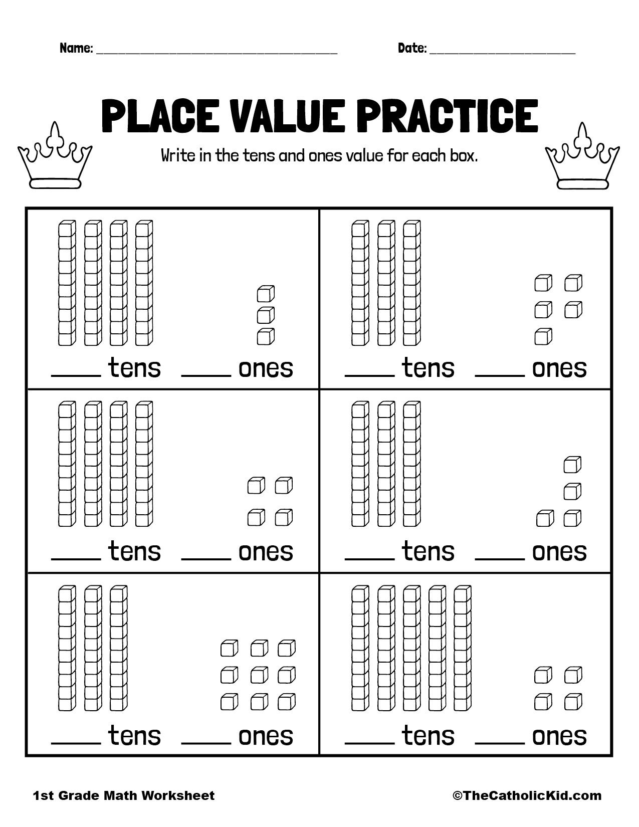 Place Value Worksheet 1st Grade Math TheCatholicKid Place Value Worksheet 1st Grade Math TheCatholicKid
