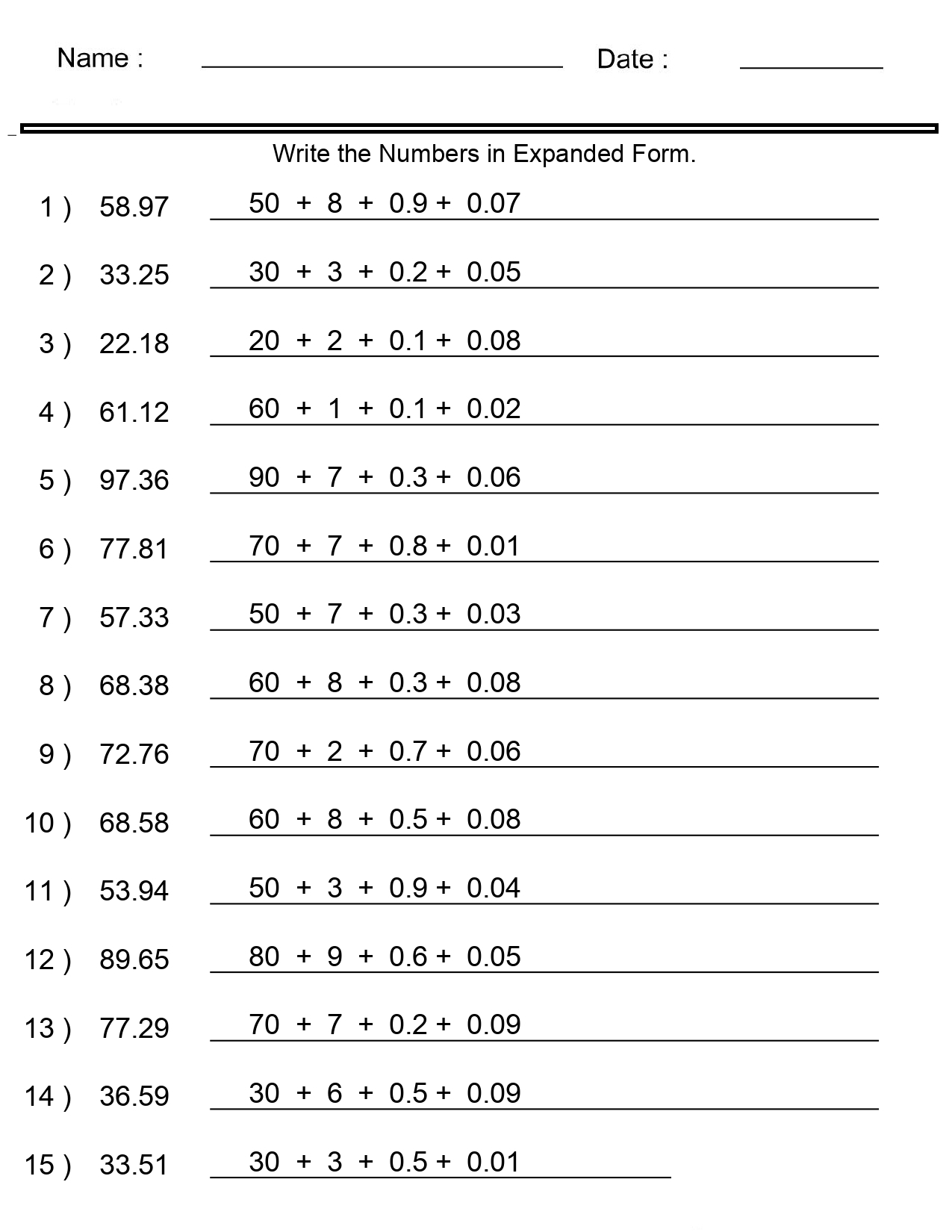 decimal place value worksheets decimal place value worksheets