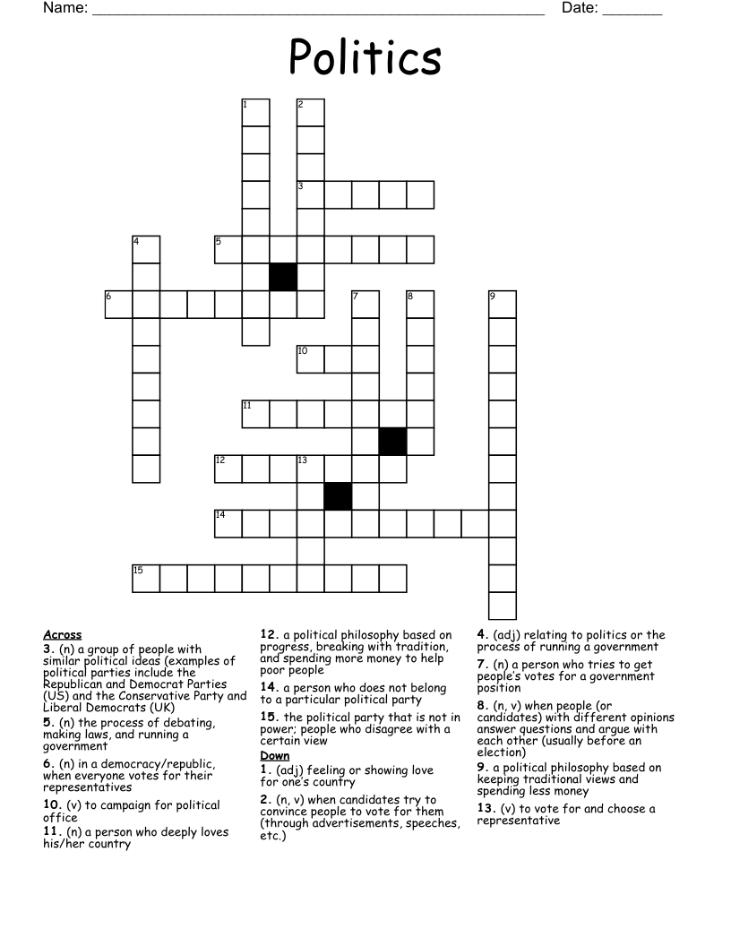 Politics Crossword WordMint Politics Crossword WordMint