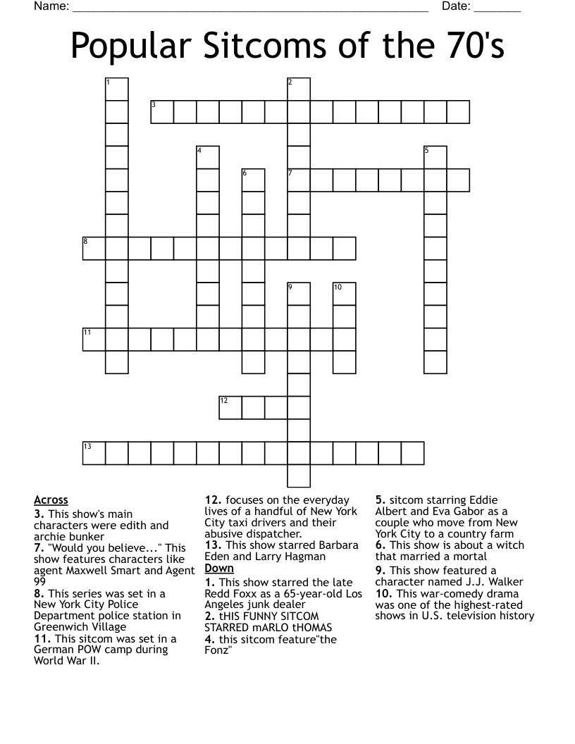 Popular Sitcoms Of The 70 s Crossword WordMint