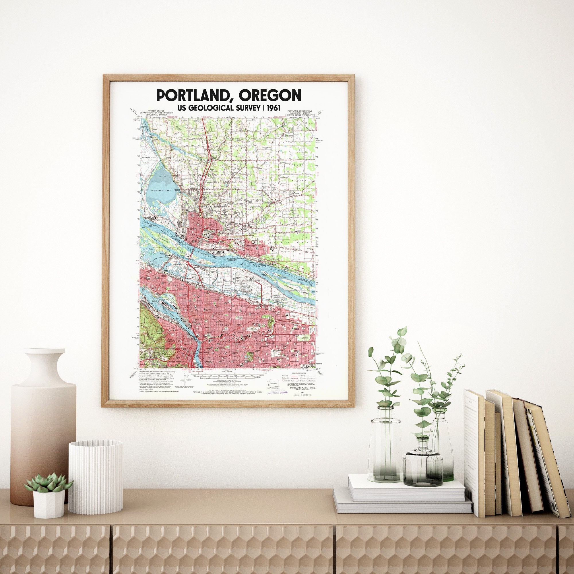 Portland Oregon Poster Vintage 1961 USGS Map Etsy
