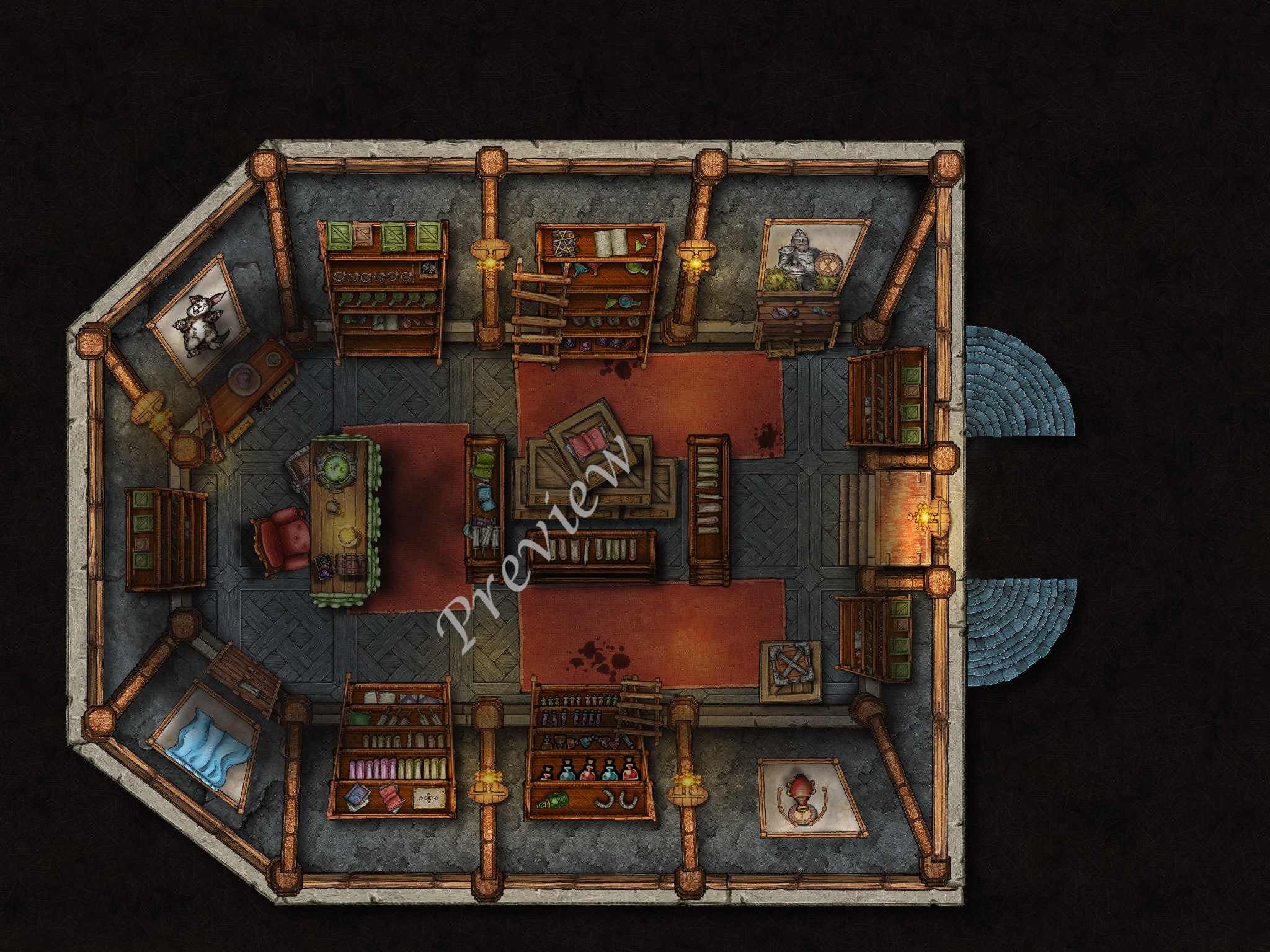 Potion Shop Map Dnd Battle Map D D Battlemap Dungeons And Dragons 5e Roll20 Fantasy Grounds Foundry VTT Digital Map Etsy