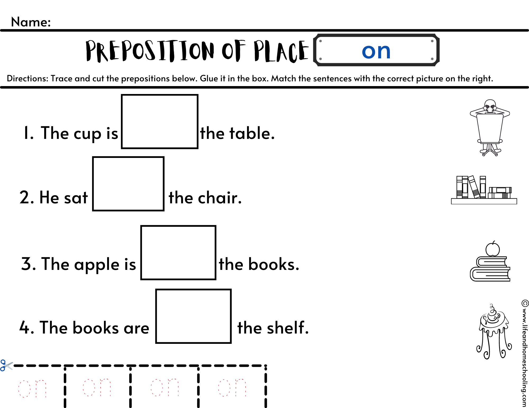 preposition worksheets for kindergarten
