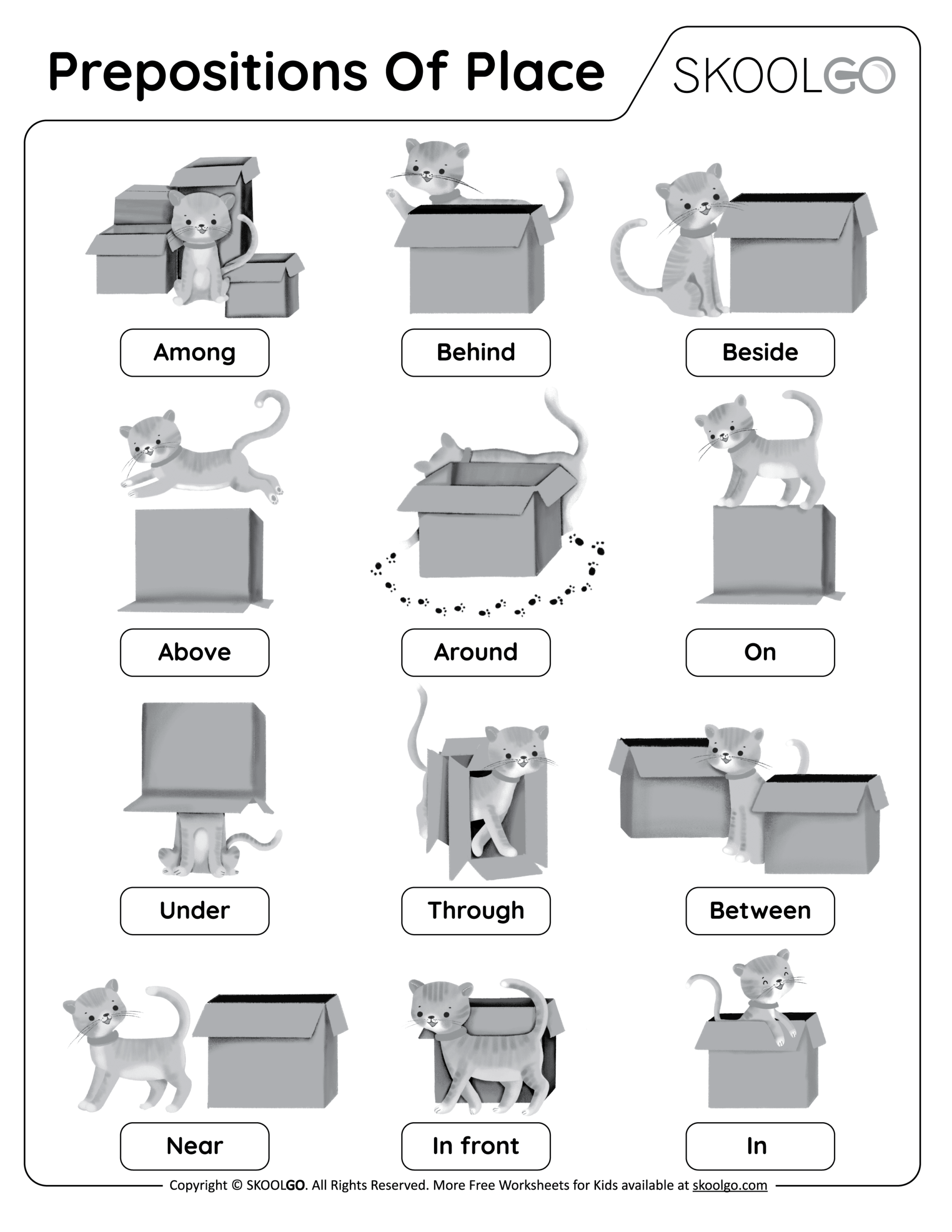 Prepositions Of Place Free Worksheet SKOOLGO