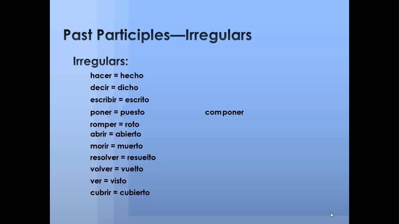 Present Perfect And Past Participles YouTube