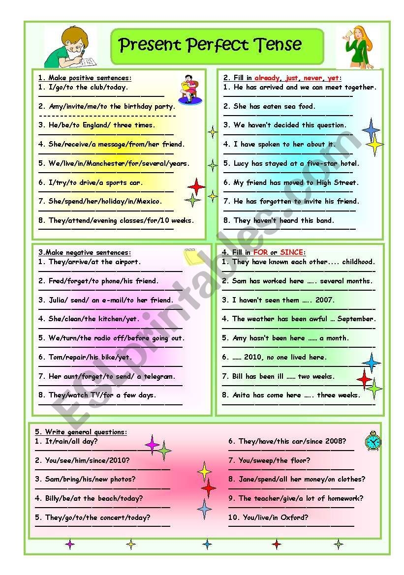 worksheet printable present perfect tense worksheet printable present perfect tense
