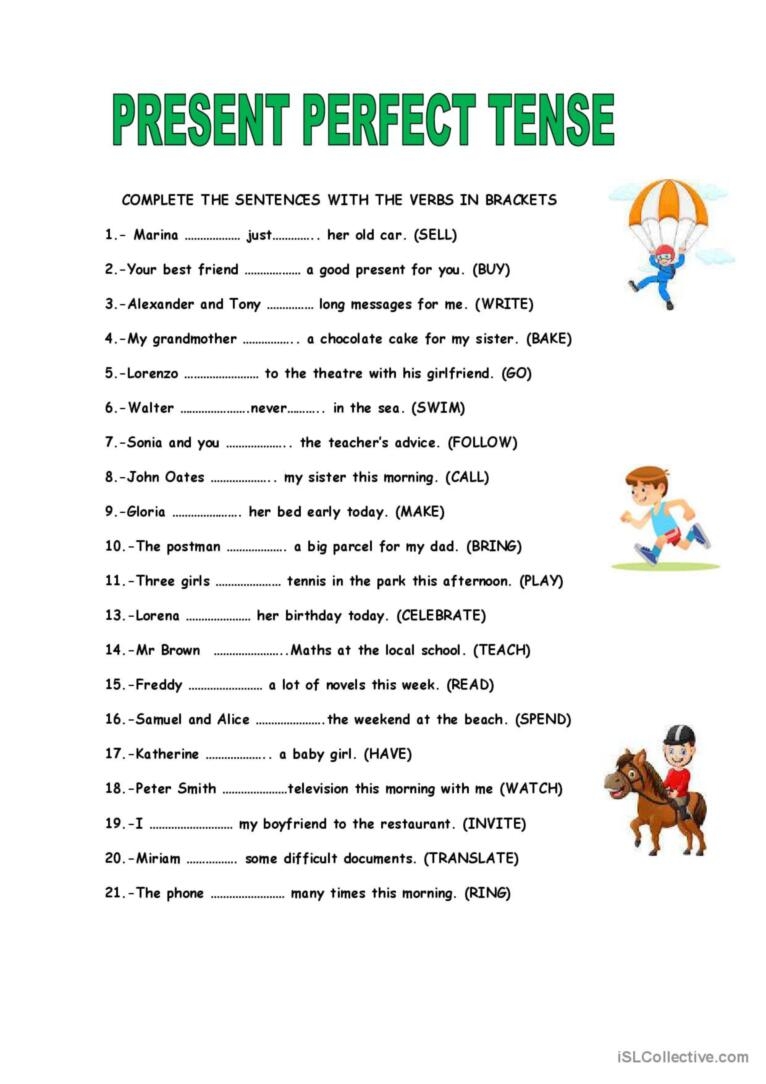 Present Perfect Tense Worksheet For Grade 5 With Answers Present Perfect Tense Worksheet For Grade 5 With Answers