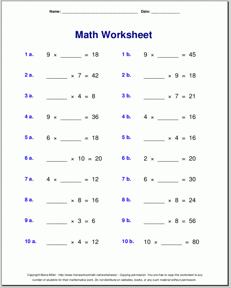 free printable math worksheet for grade 4