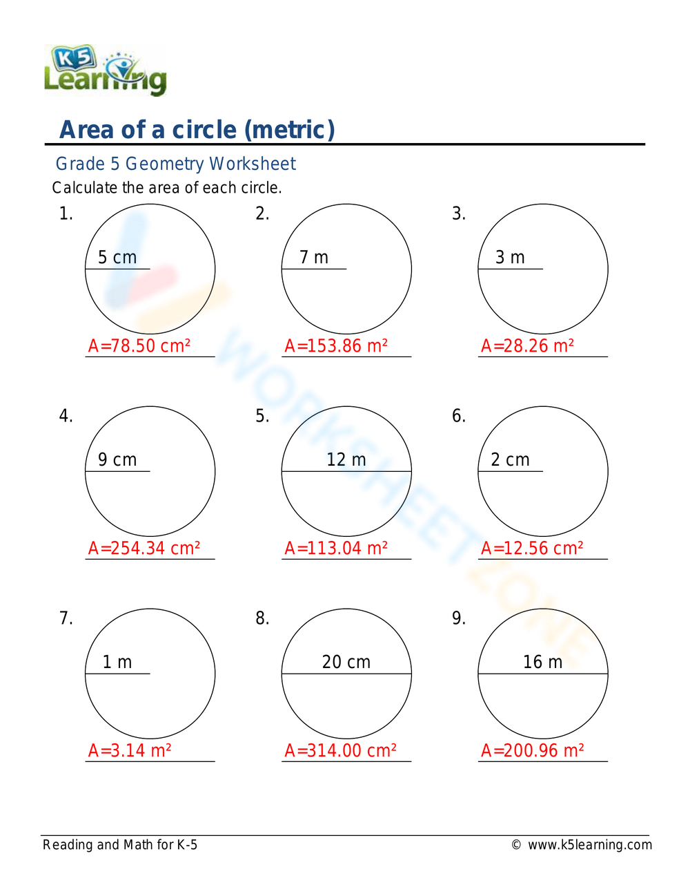 area of a circle worksheet area of a circle worksheet