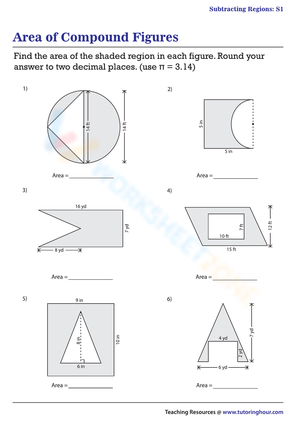 Printable 7th Grade Area Of Composite Figures Worksheets