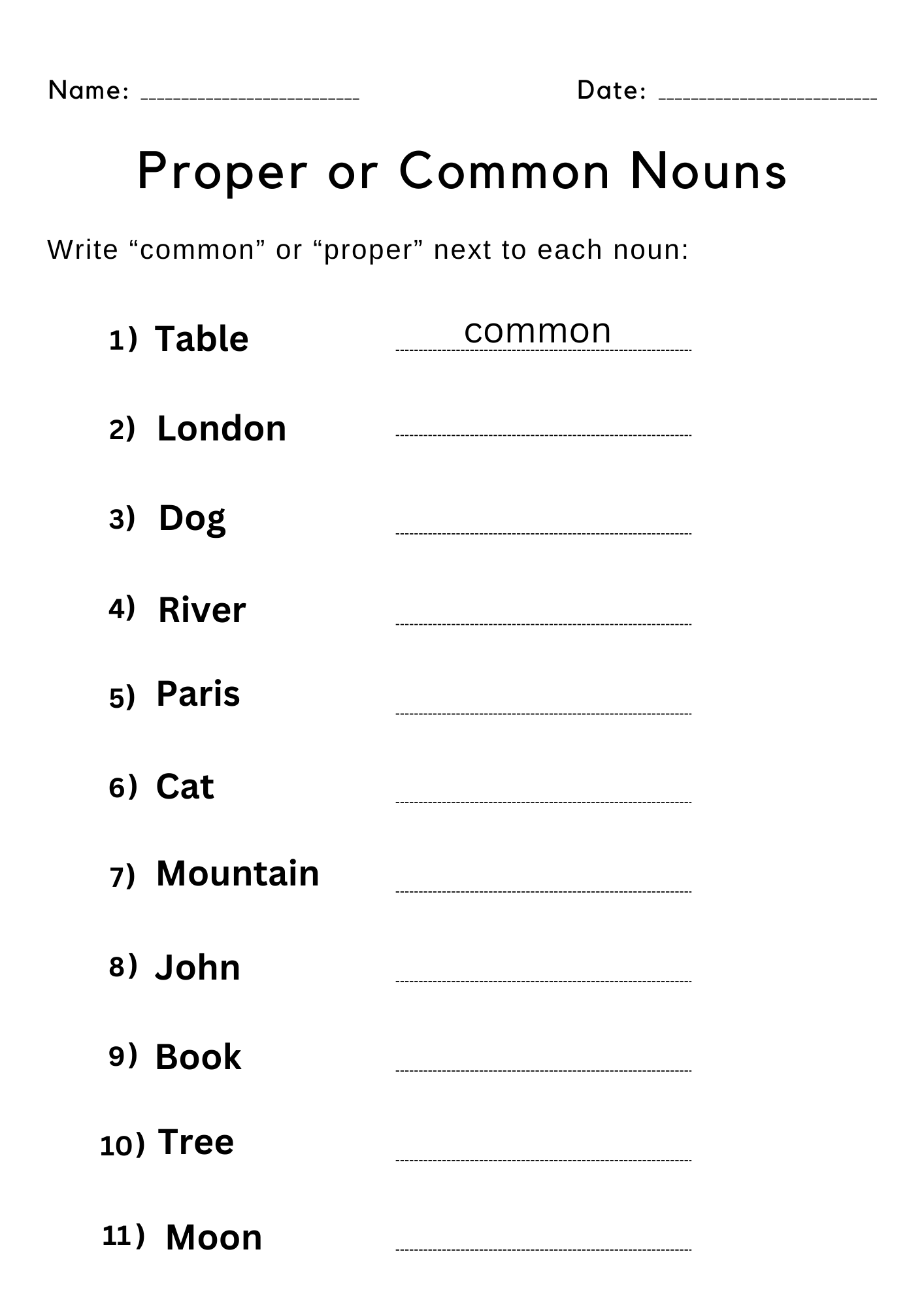 Printable Common Noun And Proper Nouns Worksheet For Grade 1 Made By Teachers