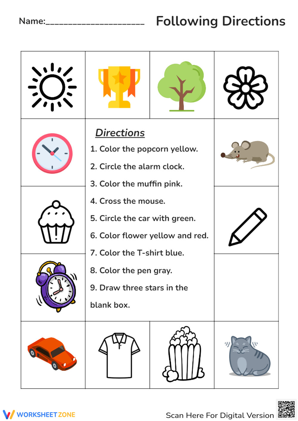 following directions kindergarten worksheets