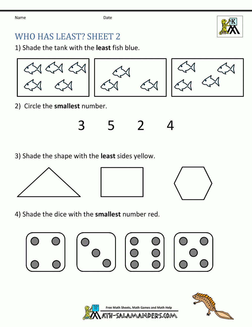 kindergarten math sheets free