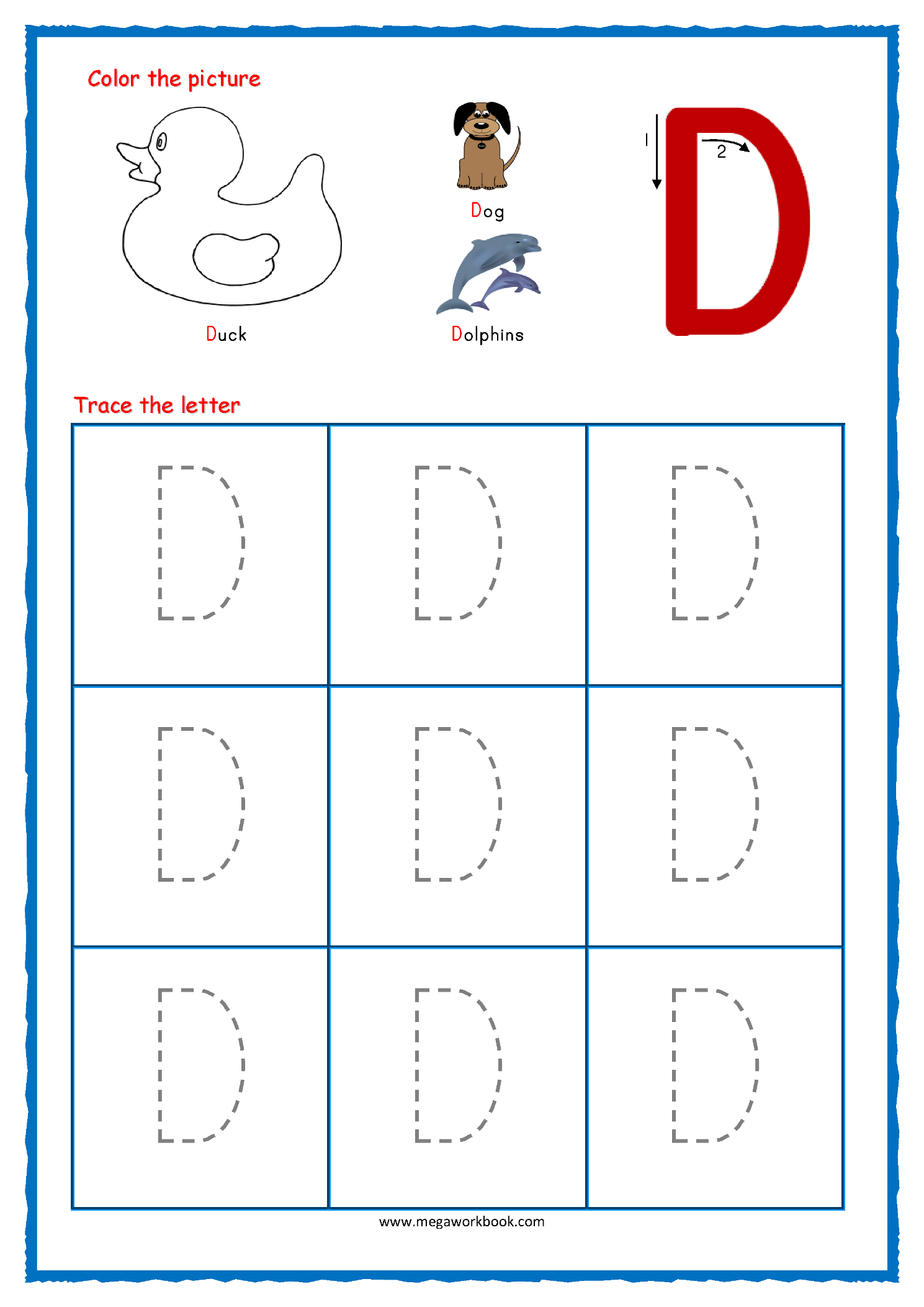 Printable Letter D Worksheets