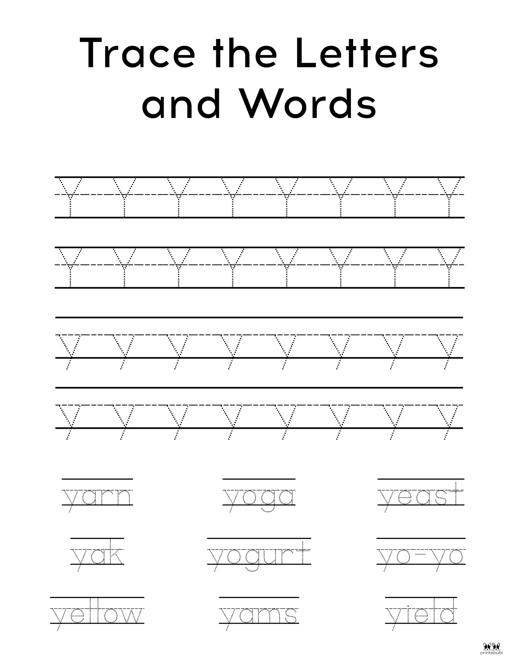 letter y free printable worksheet