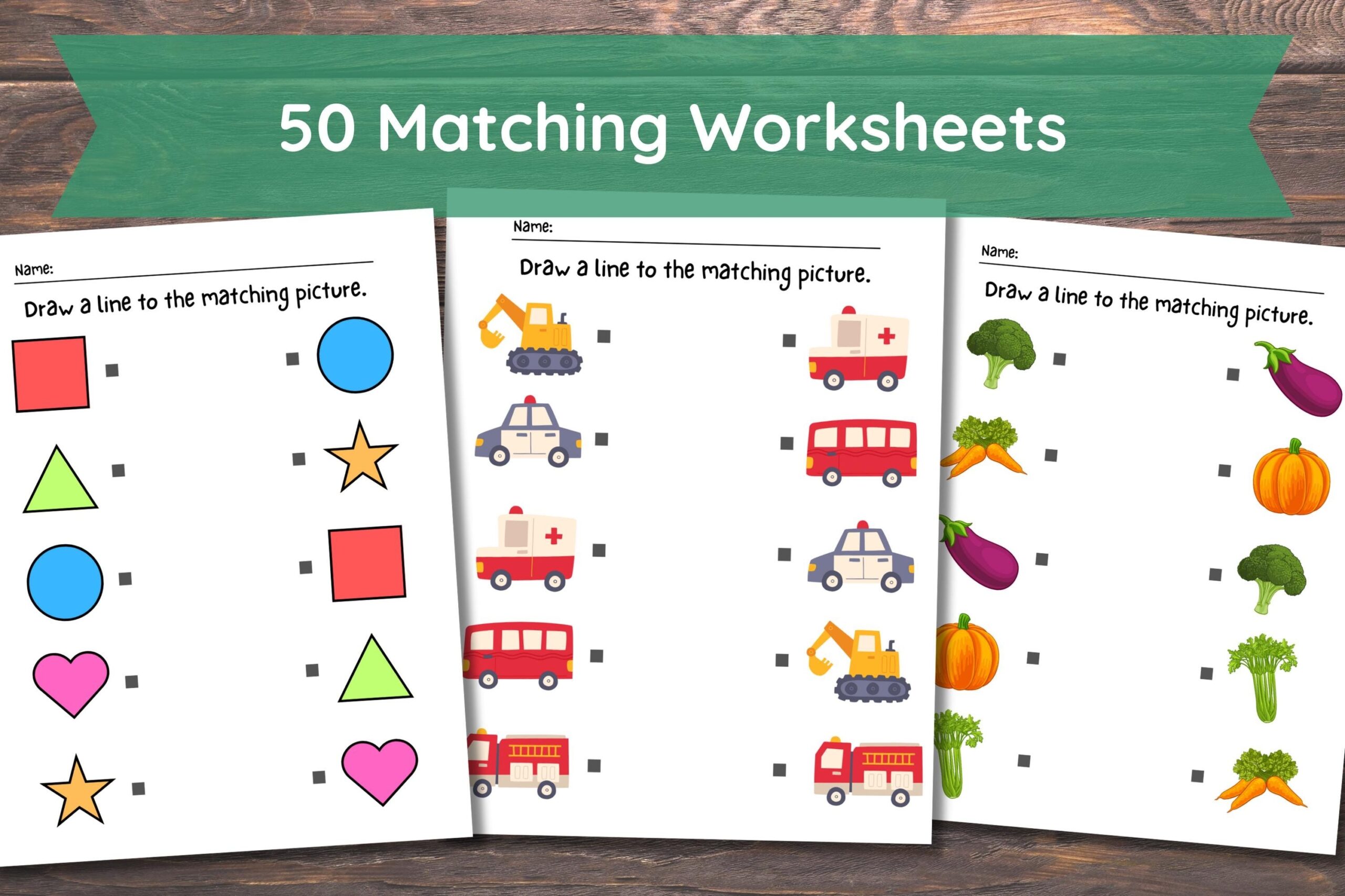 Printable Matching Worksheets Match The Picture Kindergarten Preschool Activity Busybook Educational Pages Etsy