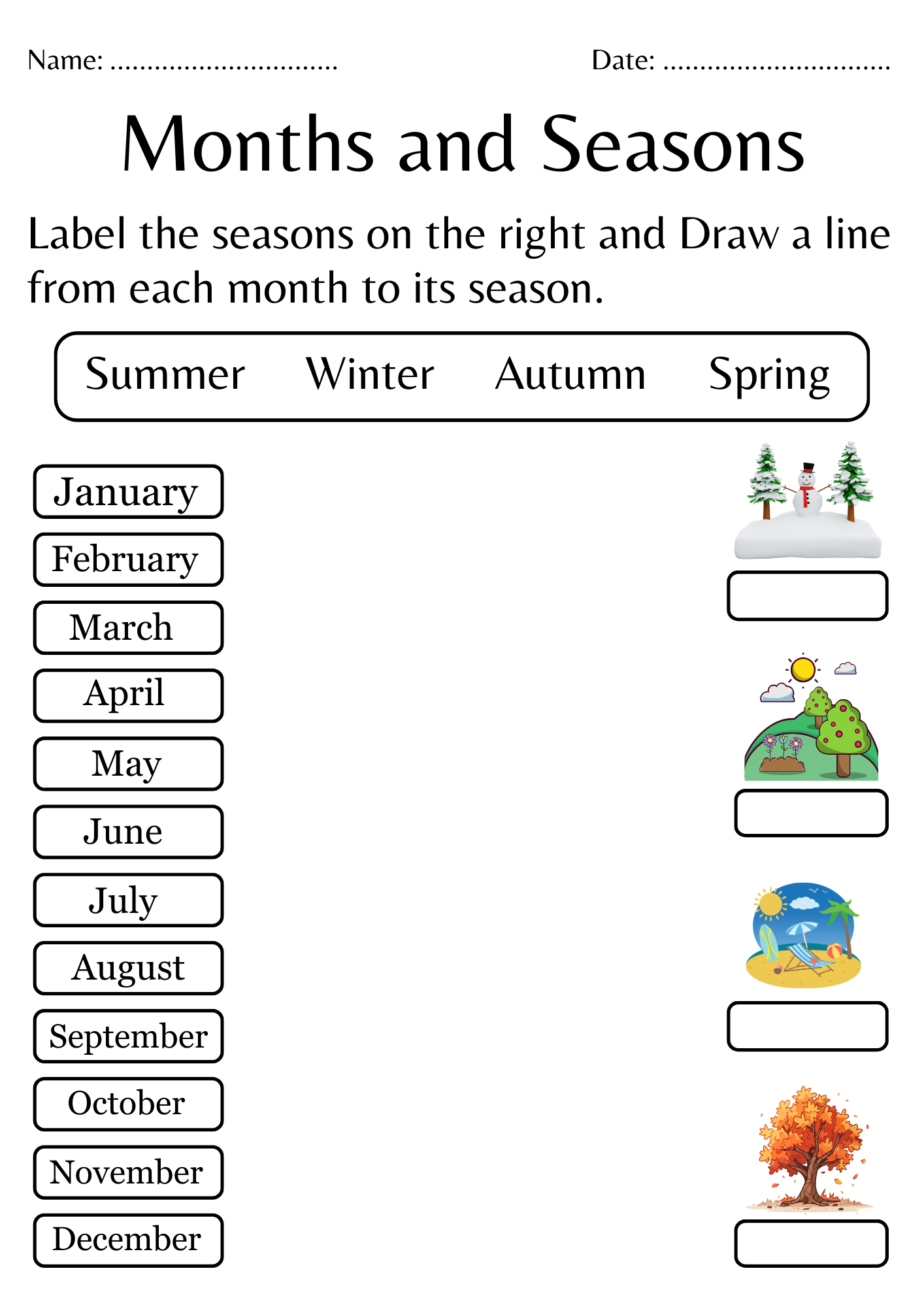 seasons worksheets for kindergarten
