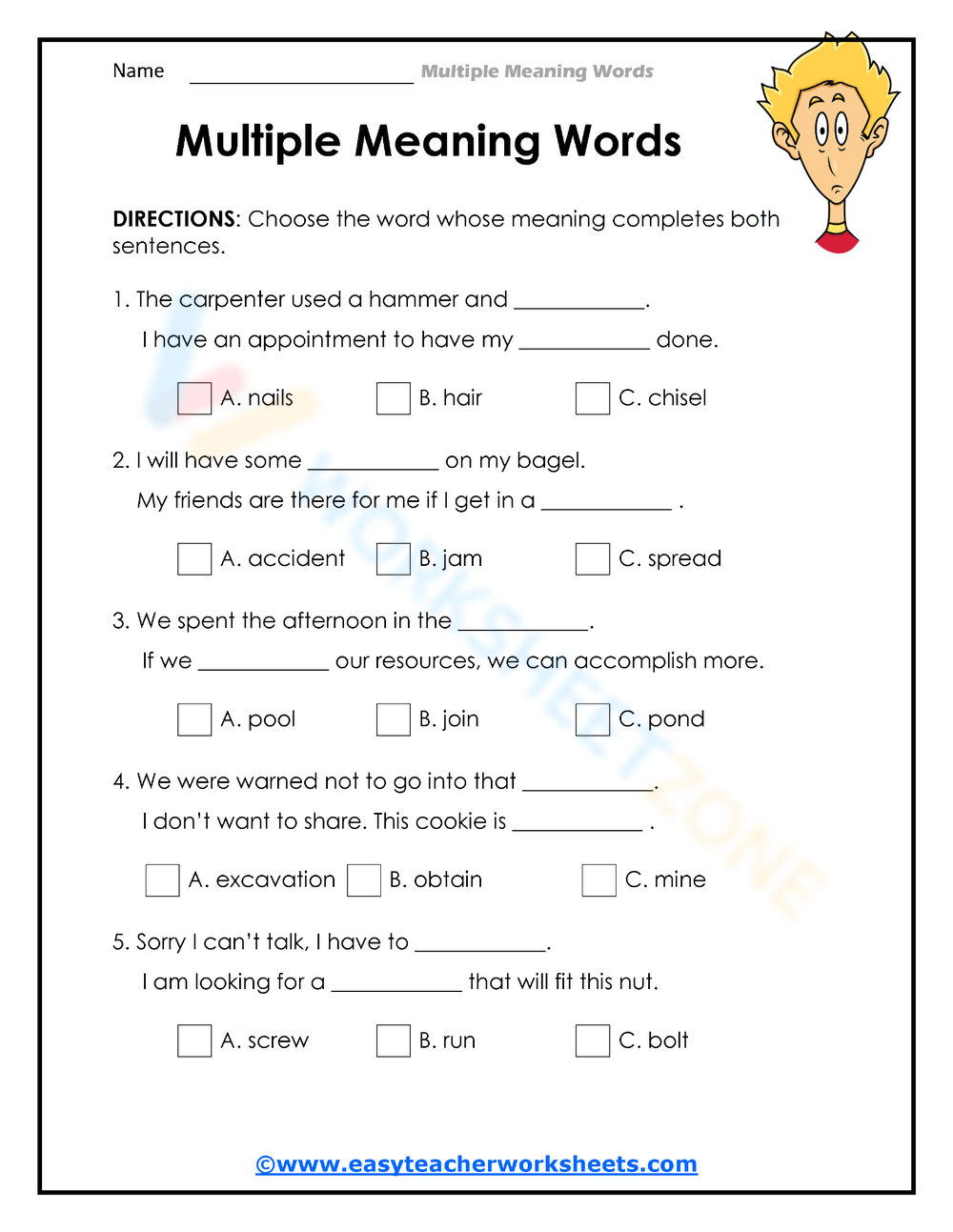 Printable Multiple Meaning Words Worksheets Download Printable Multiple Meaning Words Worksheets Download