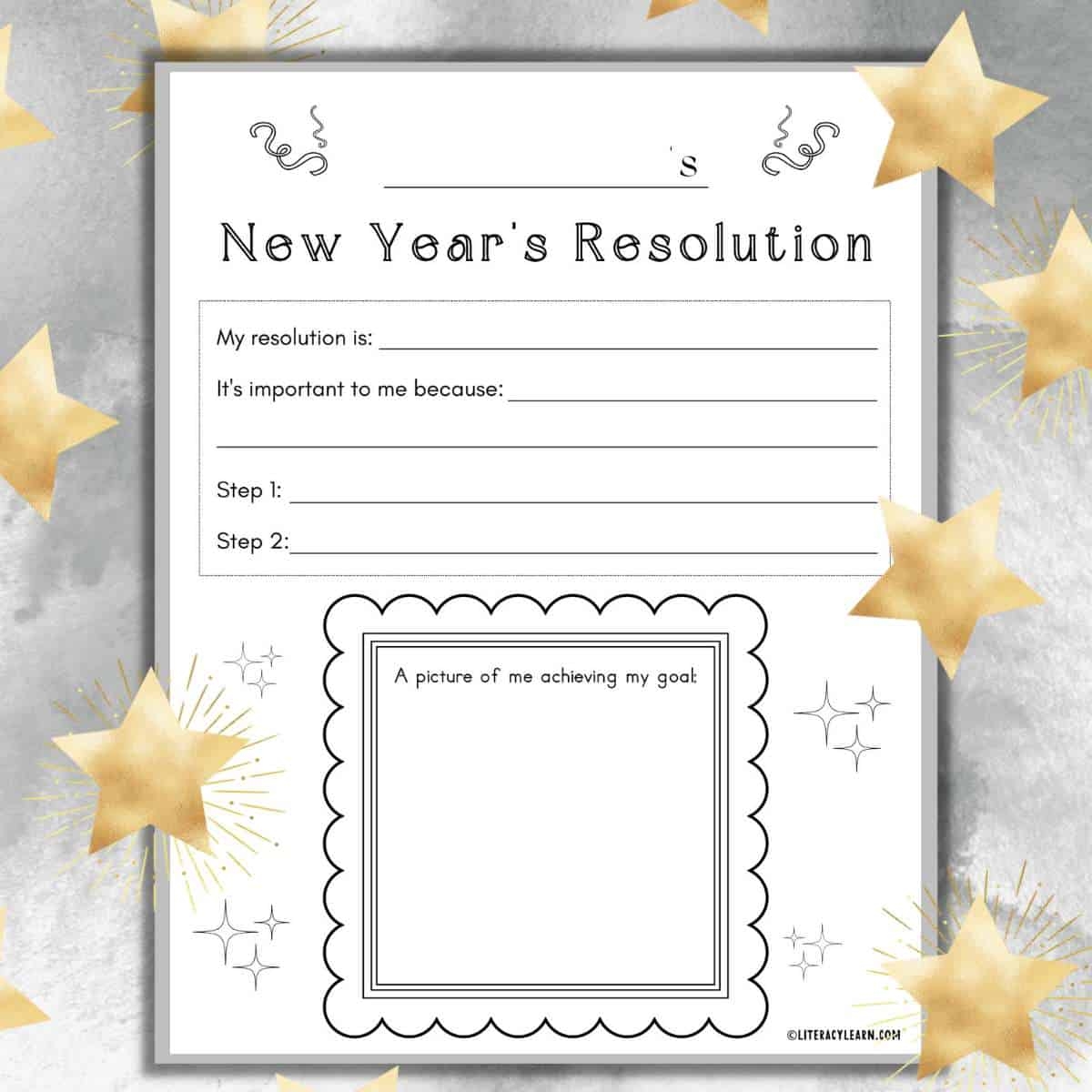 Printable New Year Resolutions Worksheet Set Goals And Track Progress
