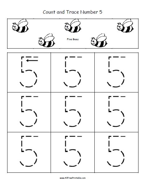 number 5 worksheet free printable