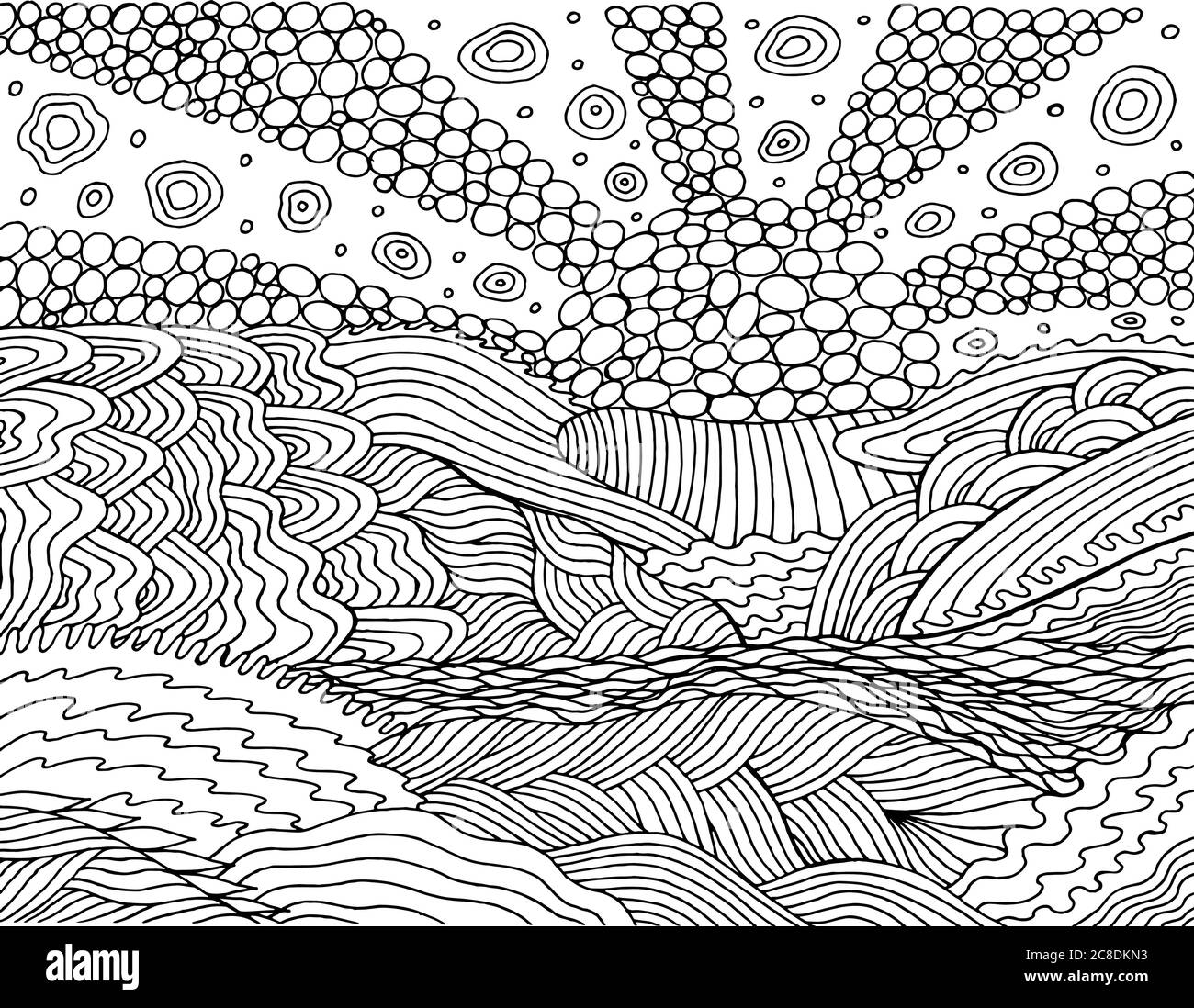 psychedelic coloring page landscape