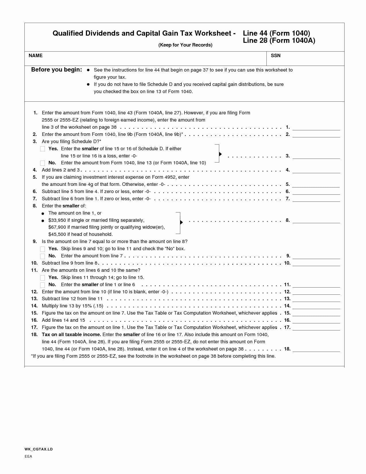 Qualified Dividends Tax Worksheet 2024