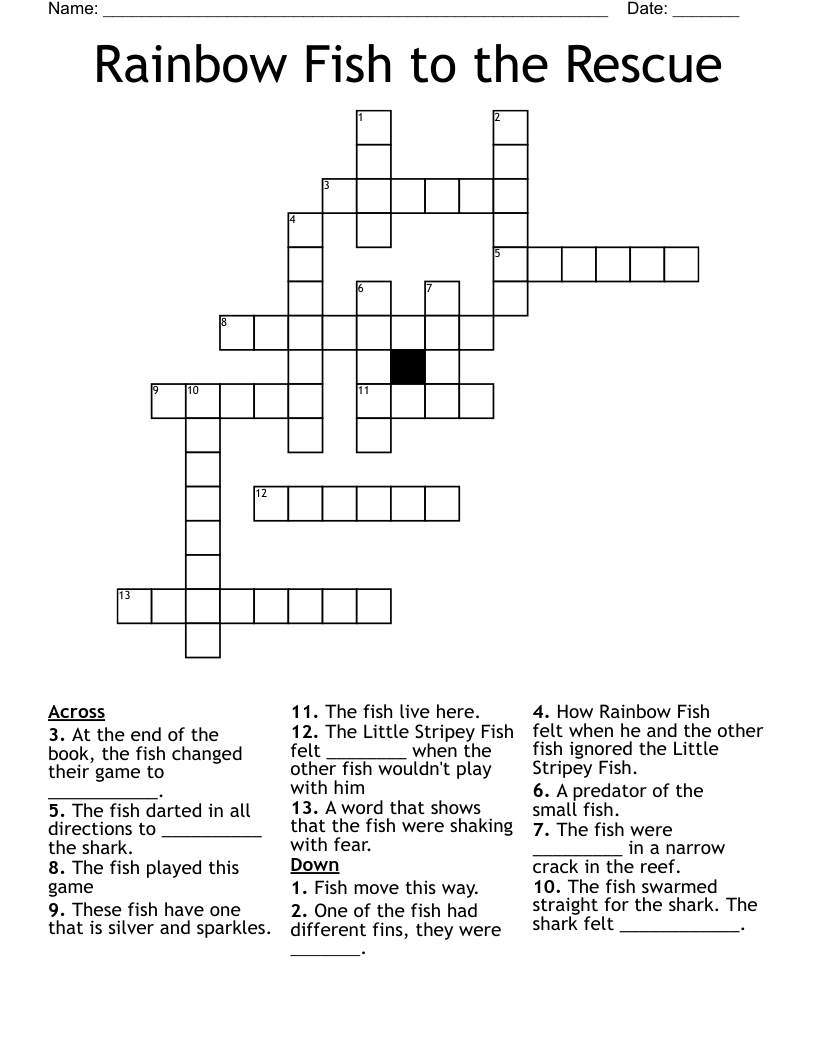 Rainbow Fish To The Rescue Crossword WordMint