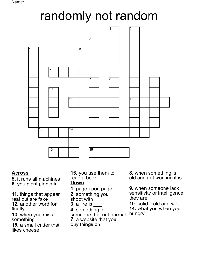 Randomly Not Random Crossword WordMint Randomly Not Random Crossword WordMint