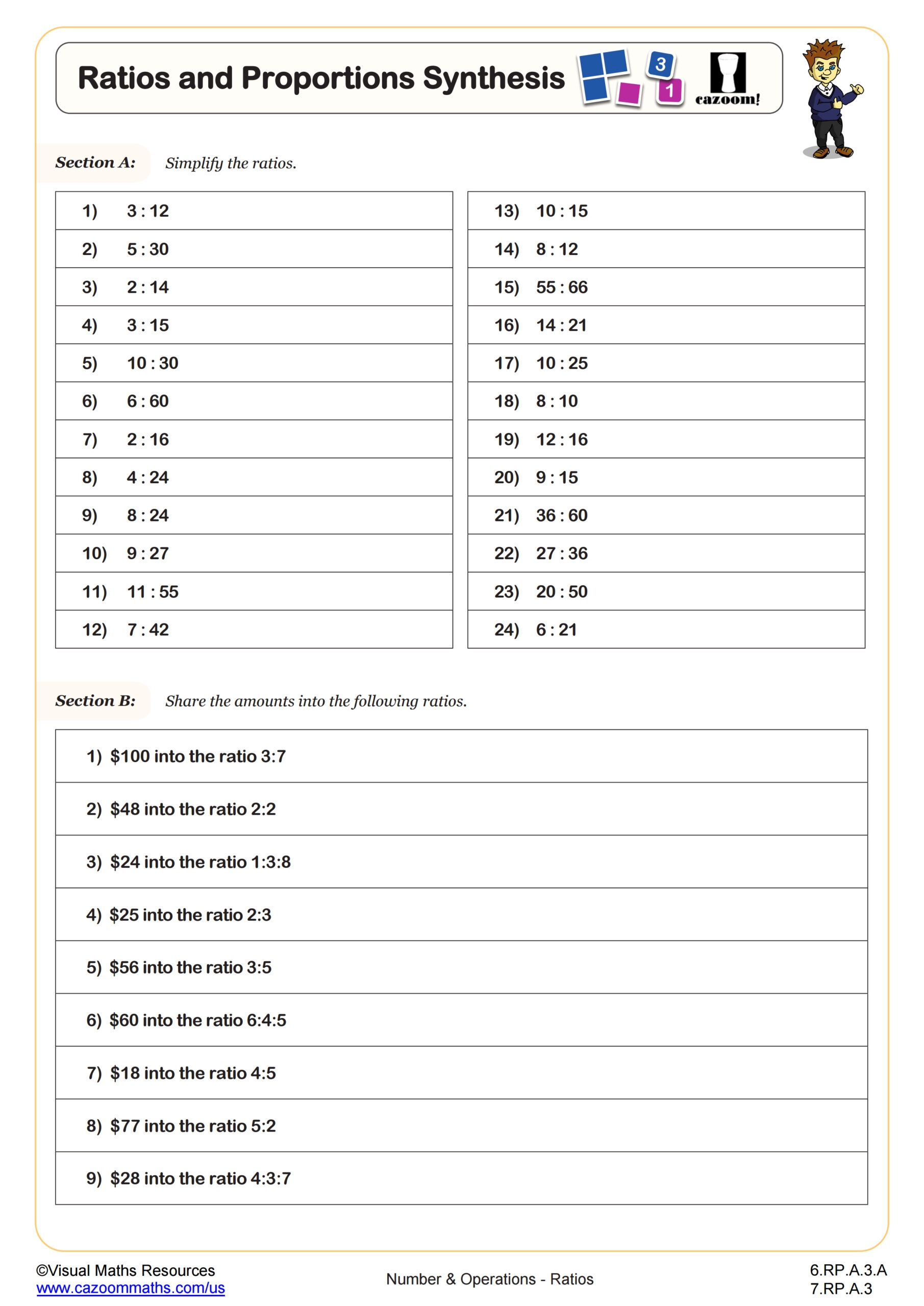 Ratios And Proportions Synthesis Worksheet Fun And Engaging 6th Grade PDF Worksheets