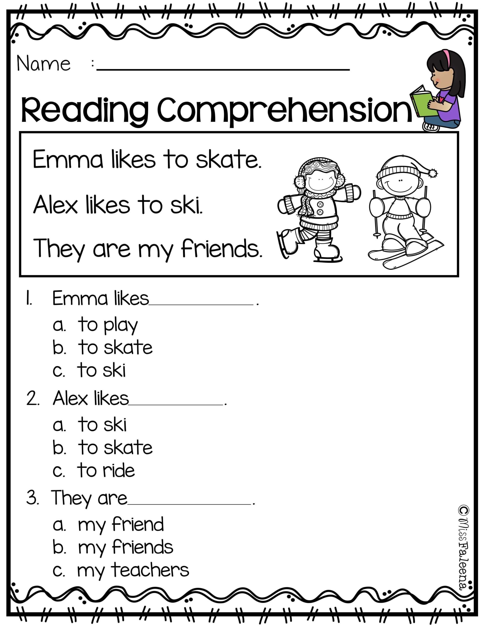 Reading Comprehension Kindergarten Worksheets Printable Word Searches