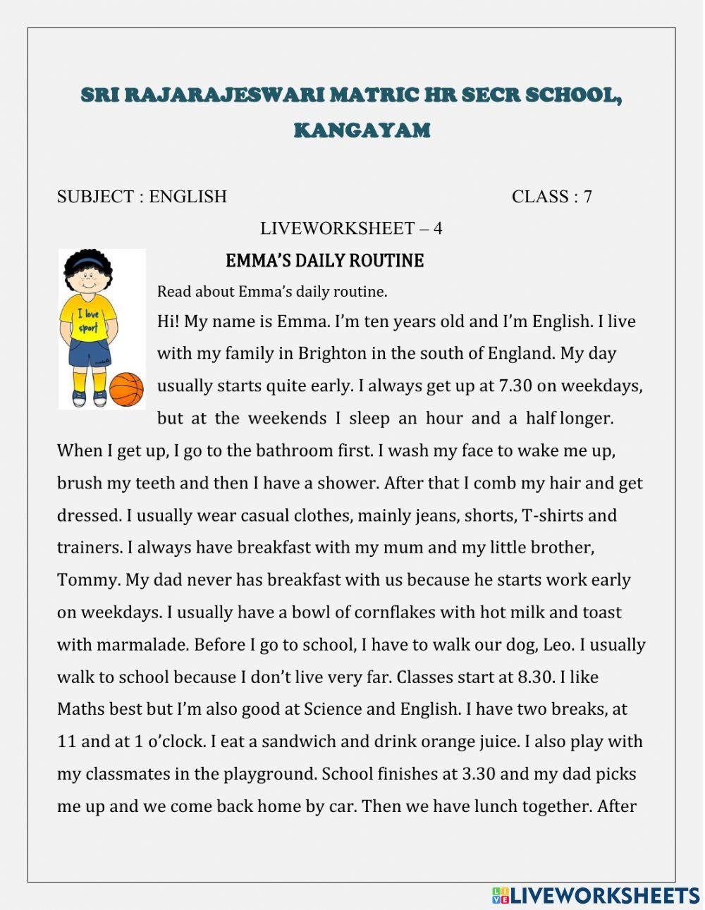 reading comprehension for class 7 reading comprehension for class 7