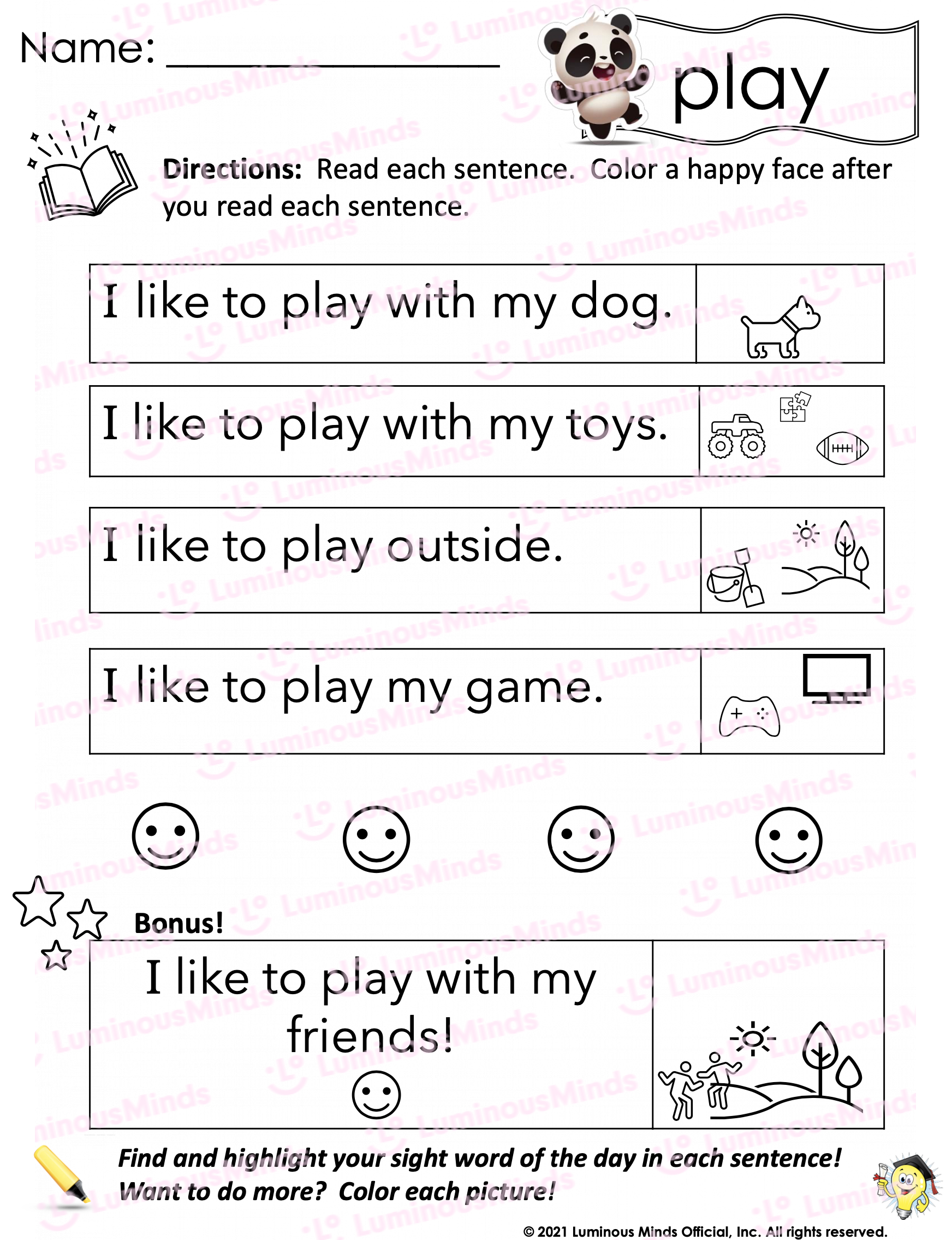 Reading Comprehension Worksheets Reading With Sight Word Play Reading Comprehension Worksheets Reading With Sight Word Play