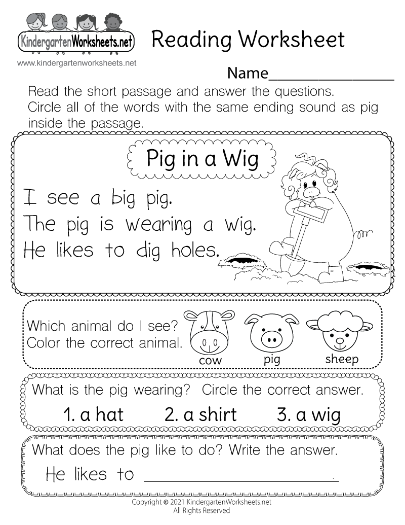 printable learning pages for kindergarten