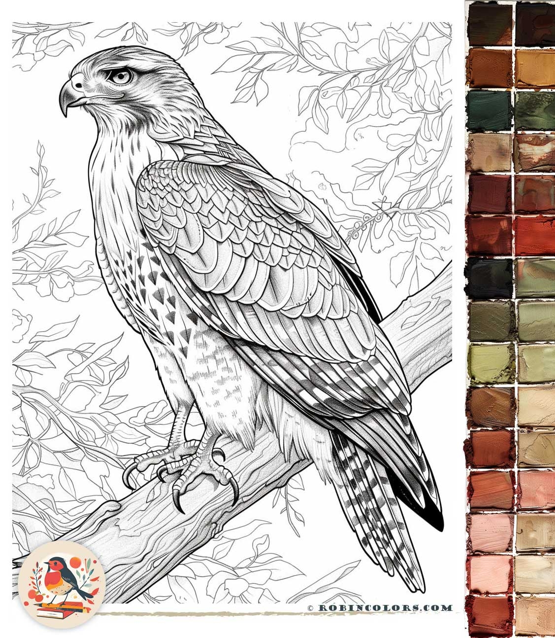 Realistic Birds Of Prey Coloring Pages Robin Colors