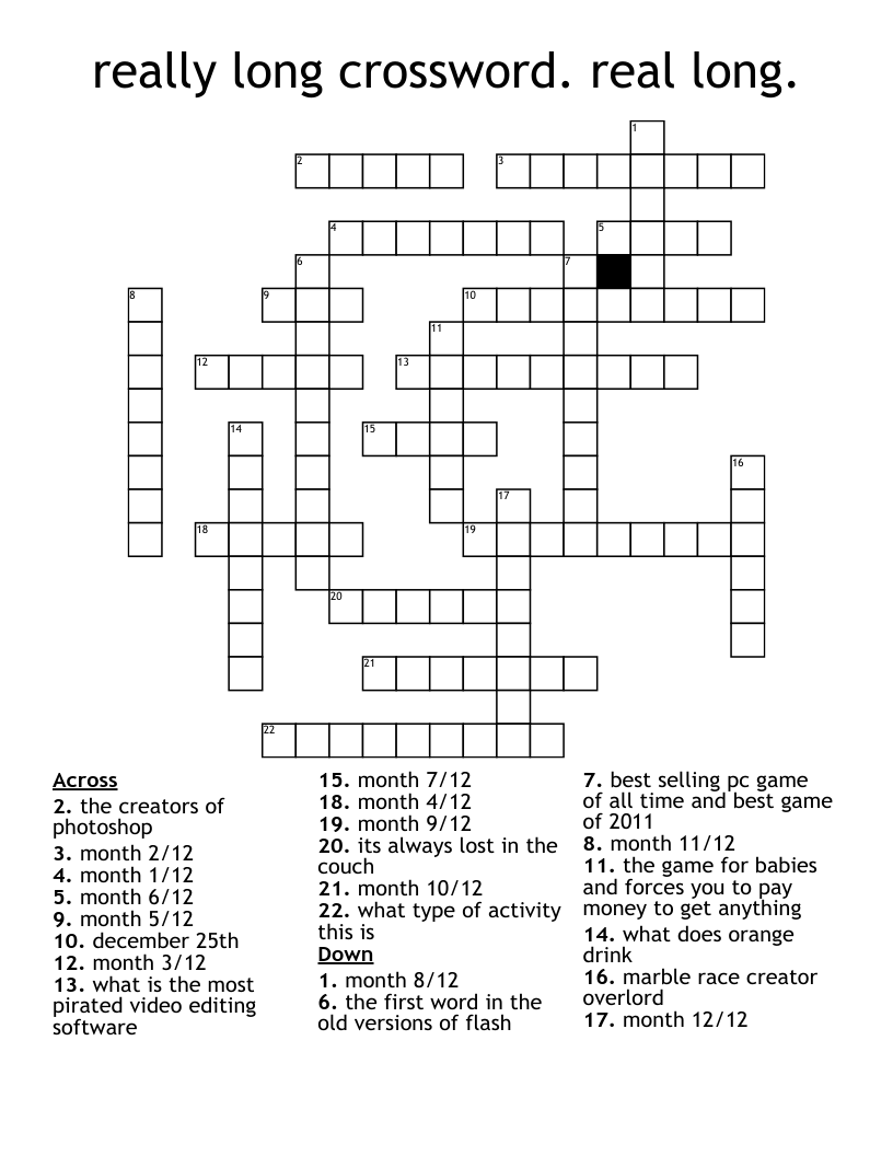 Really Long Crossword Real Long WordMint