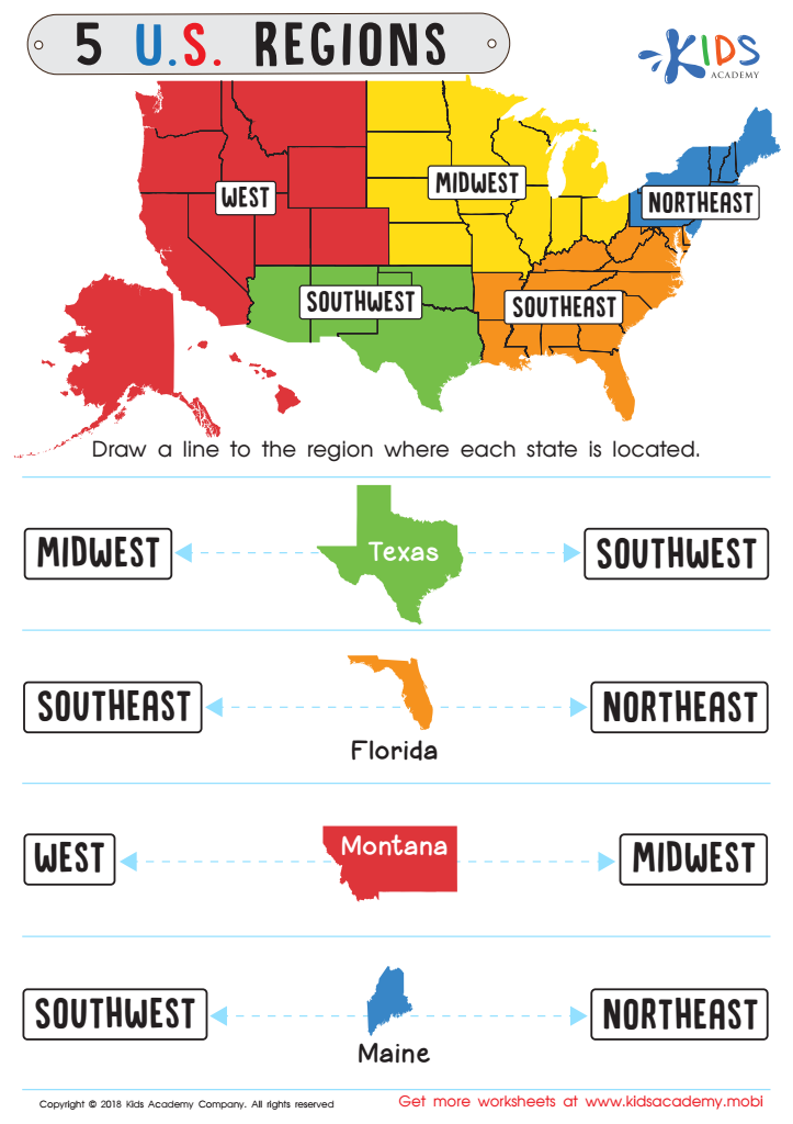 regions of the us worksheet printable
