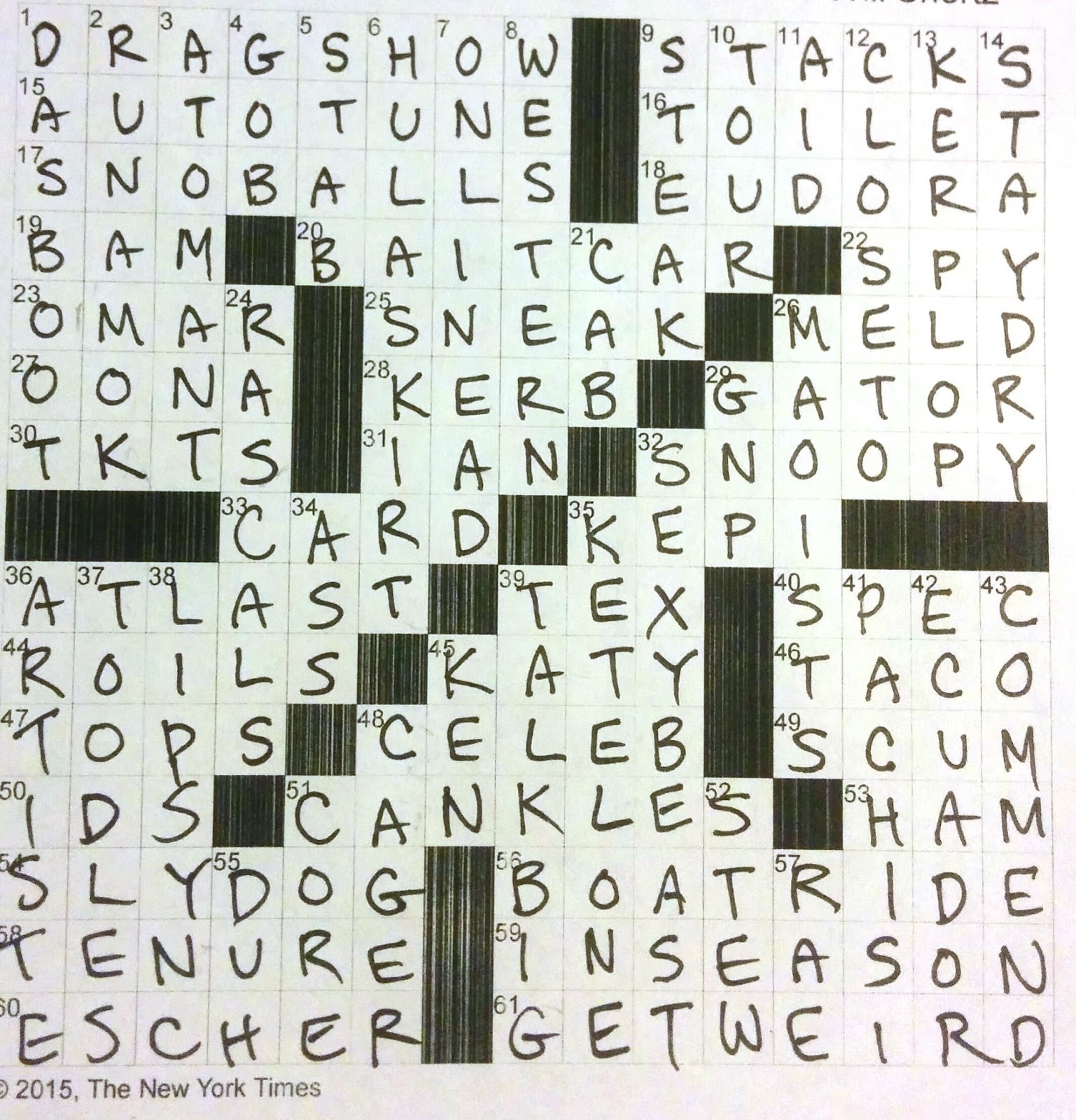 Rex Parker Does The NYT Crossword Puzzle Lower Leg Woe Slangily FRI 7 31 15 Turn Awkward As A Relationship reading Room 