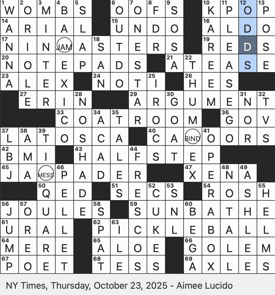 Rex Parker Does The NYT Crossword Puzzle Set Of Notches In A Dictionary THU 10 23 25 Done In Geometry Class Clay Being Of Jewish Folklore Nicolas Remotest Of